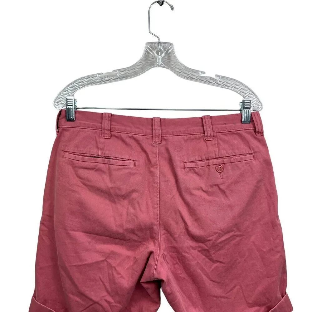 J. Crew Mens Stanton Chino Shorts Cuffed Hem Slash Pockets Salmon Pink Size 30W*